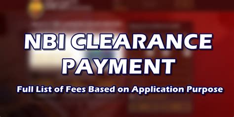 NBI CLEARANCE PAYMENT: List Of Fees Based On .
